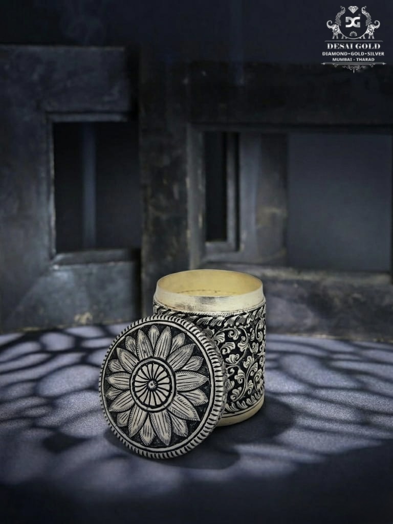 Silver Antique Flower Rice Dabbi