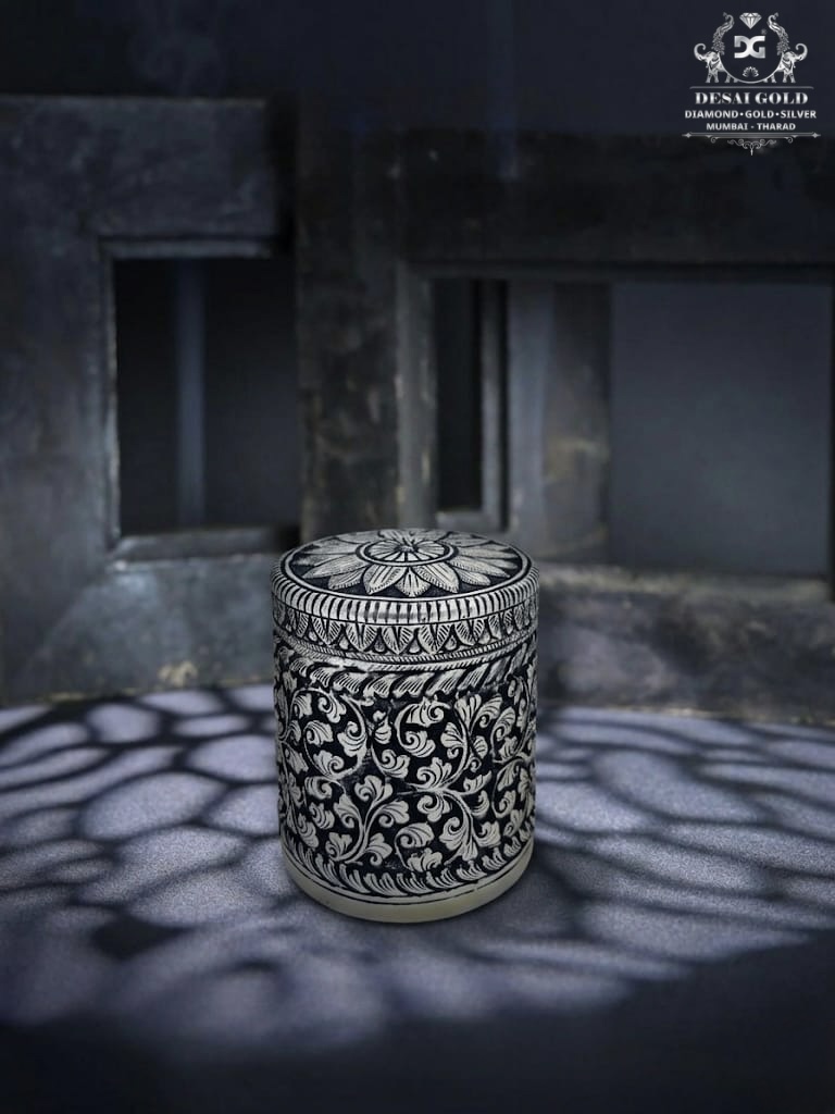 Silver Antique Flower Rice Dabbi