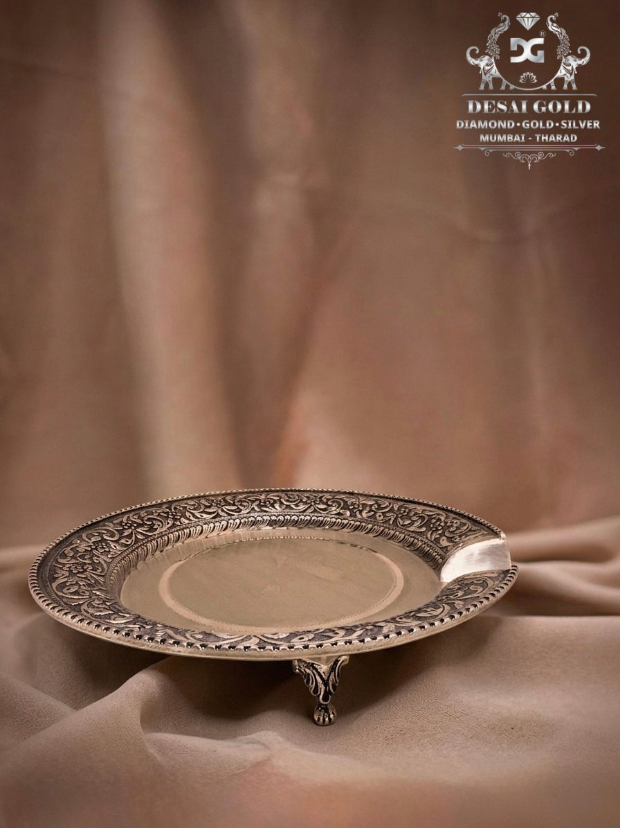 Silver Antique Pakshal Thali